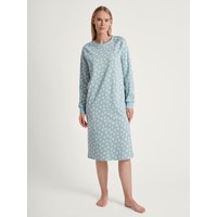 CALIDA Midnight Love Langarm-Nachthemd, 110  cmfür Damen, M, Blau, Mit wärmender Baumwolle und Herzchenprint durch eine erholsame Nacht