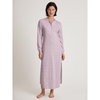 CALIDA Midnight Flowers Langarm-Nachthemd, Länge 130 cmfür Damen, S, Violett, 100% wärmende Baumwolle in floralem Print