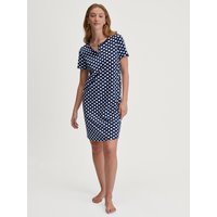 CALIDA Cotton Special Kurzarm-Nachthemd, Länge 95cmfür Damen, XS, Blau, Himmlischer Schlafkomfort