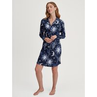 CALIDA Winter Dreams Langarm-Nachthemd mit Knöpfen, Länge 95 cmfür Damen, S, Blau, Kosmisch inspiriert – kraftvoll, weich und voller nächtlicher Magie