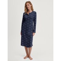 CALIDA Midnight Dreams Langarm-Nachthemd, Länge 110 cmfür Damen, XL, Blau, Wie eine Umarmung im Abendlicht – weich, beruhigend und wunderbar still