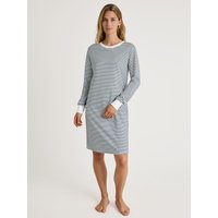 CALIDA Cotton Special Langarm-Nachthemd, Länge 100 cmfür Damen, S, Blau, In 100% Baumwolle durch eine erholsame Nacht