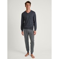 CALIDA Relax Swiss Edition Bündchen-Pyjamafür Herren, XXL, Grau, mit reiner Baumwolle durch eine erholsame Nacht