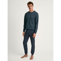 CALIDA Relax Enjoy Bündchen-Pyjamafür Herren, XXL, Blau, Entspannen & genießen in 100% Baumwolle
