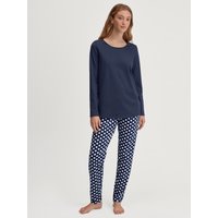 CALIDA Cotton Special Pyjama, langfür Damen, M, Blau, Rundum komfortabler Schlaf