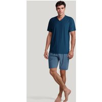 CALIDA Nightwear Xtra Kurz-Pyjamafür Herren, M, Blau, Exklusiv, weich & luxuriös – für erholsame Nächte