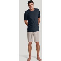 CALIDA Nightwear Xtra Kurz-Pyjamafür Herren, XXL, Blau,Beige, 100% Baumwolle. 100% Komfort.
