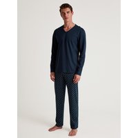 CALIDA Season Special Pyjama, langfür Herren, M, Blau, Hoher Komfort durch 100% Baumwolle