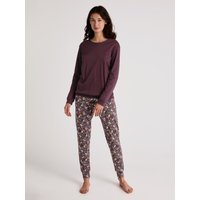 CALIDA African Dreams Bündchen-Pyjamafür Damen, M, Rot, Hochwertiger, natürlicher Komfort durch reine Supima®-Baumwolle