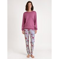 CALIDA Spring Flower Dreams Bündchen-Pyjamafür Damen, M, Violett, Hochwertiger, natürlicher Komfort durch reine Supima®-Baumwolle