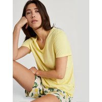 CALIDA Fruity Dreams Kurz-Pyjamafür Damen, XS, Gelb, Sommerträume in Zitronenprint – Leichte Nachtwäsche für sonnige Nächte