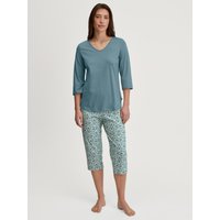 CALIDA Ornament Nights Capri-Pyjamafür Damen, M, Blau, Reinster Schlafkomfort – weich, hautfreundlich und naturverbunden