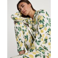 CALIDA Fruity Dreams Pyjama, durchgeknöpftfür Damen, L, Gelb, Sommerträume in Zitronenprint – Leichte Nachtwäsche für sonnige Nächte