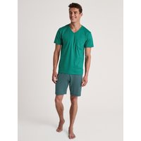 CALIDA Relax Imprint 2 Kurz-Pyjamafür Herren, XXL, Grün,Blau, Maskulin-sportlicher Komfort