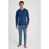 CALIDA Relax Imprint 1 Pyjama, langfür Herren, L, Blau, Reine Baumwolle für entspannte Nächte
