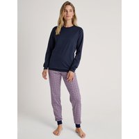 CALIDA Lovely Nights Bündchen-Pyjamafür Damen, XL, Violett, Verliebt in erholsame Nächte