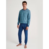 CALIDA Relax Imprint 1 Bündchen-Pyjamafür Herren, M, Blau, Reine Baumwolle für entspannte Nächte