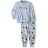 CALIDA Toddlers Kitty Bündchen-Pyjama aus reiner Bio-Baumwollefür Kinder, 104, Blau, Höchste Qualität für besten Tragekomfort