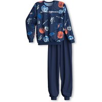 CALIDA Kids Space Bündchen-Pyjamafür Kinder, 164, Blau, Höchste Qualität für besten Tragekomfort