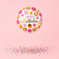 Moonpig Happy Pink & Gold Birthday Balloon