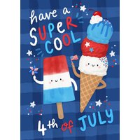 the London Studio Super Cool 4th July Illustrated Lolly And Ice Cream Independance Day Card