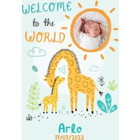 Moonpig Cute Illustration Of A Mother And Baby Giraffe Welcome To The World Photo Upload New Baby Card