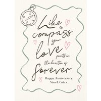 Moonpig Like A Compass Your Love Points In The Direction Of Forever Anniversary Card