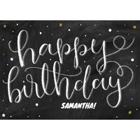 Moonpig Swirly Black, White And Gold Personalised Happy Birthday Card