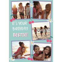 Moonpig Folk Flowers Photo Upload It's Your Birthday Bestie Card