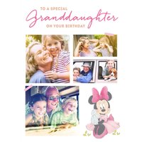 Disney Minnie Mouse Special Granddaughter Photo Upload Birthday Card