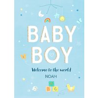 Moonpig Designers Typographic Illustrated Welcome To The World New Baby Boy Card