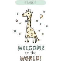 Moonpig Illustrated Giraffe With The Moon And Stars. Welcome To The World New Baby Card