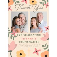 Moonpig Floral Thank You For Celebrating Tiffany's Confirmation Personalised Photo Upload Card