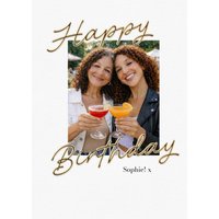 Moonpig Elegant Gold Typography Photo Upload Happy Birthday Card