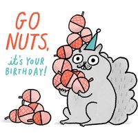 Moonpig Go Nuts It's Your Birthday Cartoon Squirrel Card