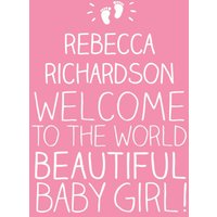 Happy Jackson Baby Footprints Welcome To The World Personalised New Baby Card