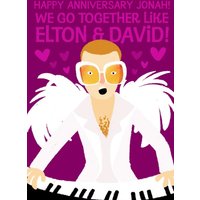 Moonpig Elton John Funny Anniversary Card - We Go Together Like Elton And David