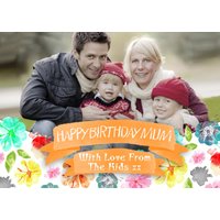 Moonpig Pretty Petals And Leaves Personalised Photo Upload Happy Birthday Card For Mum