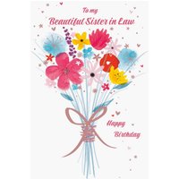 Moonpig Watercolour Flower Bouquet Personalised Birthday Card - Sister In Law