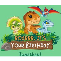 Jurassic Park Cartoon Roar It's Your Birthday Card