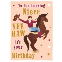 Scribbler Amazing Niece Yee Haw It's Your Birthday Illustrated Cowgril Card