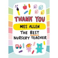 Moonpig Angela Chick Thank You To The Best Nursery Teacher Card