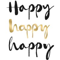 Moonpig Ukg Typographic Black Gold Happy Birthday Card