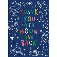 Moonpig Thank You To The Moon And Back Space Doodle Card