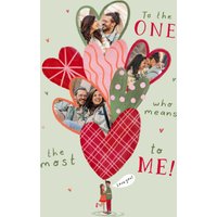 Moonpig To The One Who Means The Most To Me Illustrated Heart Shaped Photo Upload Card