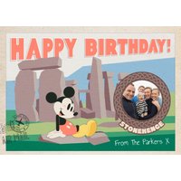 Mickey Mouse Stonehenge Photo Upload Birthday Card By Disney