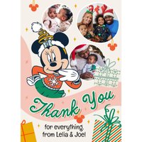 Retro Traditional Disney Minnie Mouse Photo Upload Christmas Thank You Card
