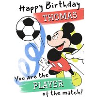 Disney Mickey Mouse Player Of The Match Birthday Card