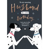 Disney 101 Dalmatians Husband Love You To The Moon & Back Birthday Card