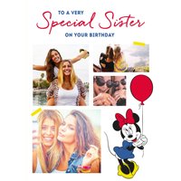 Disney Minnie Mouse Special Sister Photo Upload Birthday Card